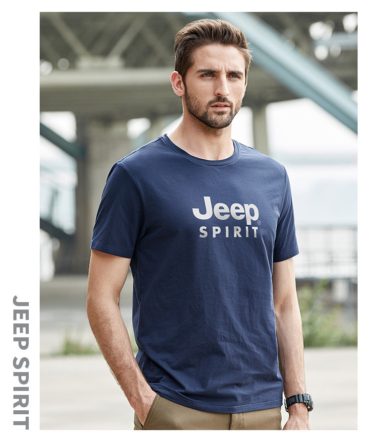 jeep/吉普 21夏季舒适简约男士字母t恤logo短袖男