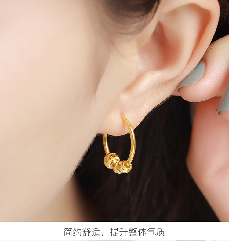 金店 黄金耳环女 转运珠耳饰送女友老婆