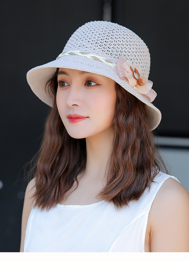 薄款镂空沙滩帽短沿夏天防晒遮阳帽妈妈帽凉帽女户外