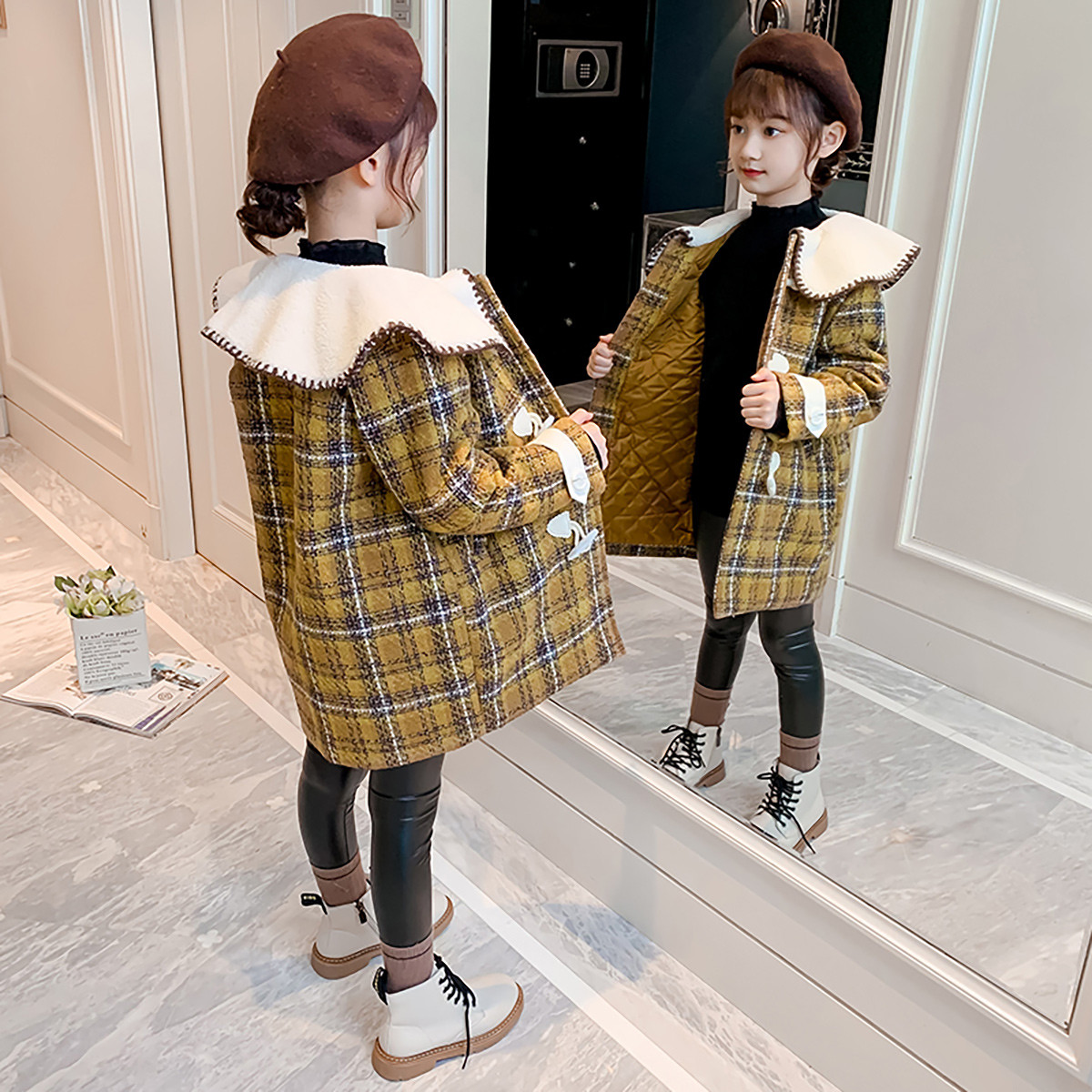 【加厚】女童外套秋冬女童风衣女大童外套女童棉服棉衣儿童外套女