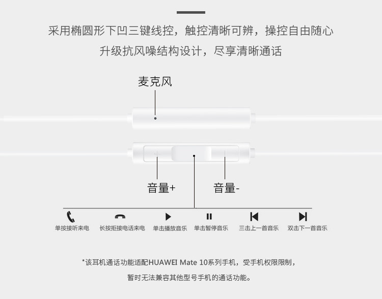 huawei/华为 type-c接口 高清音质 cm33 原装耳机