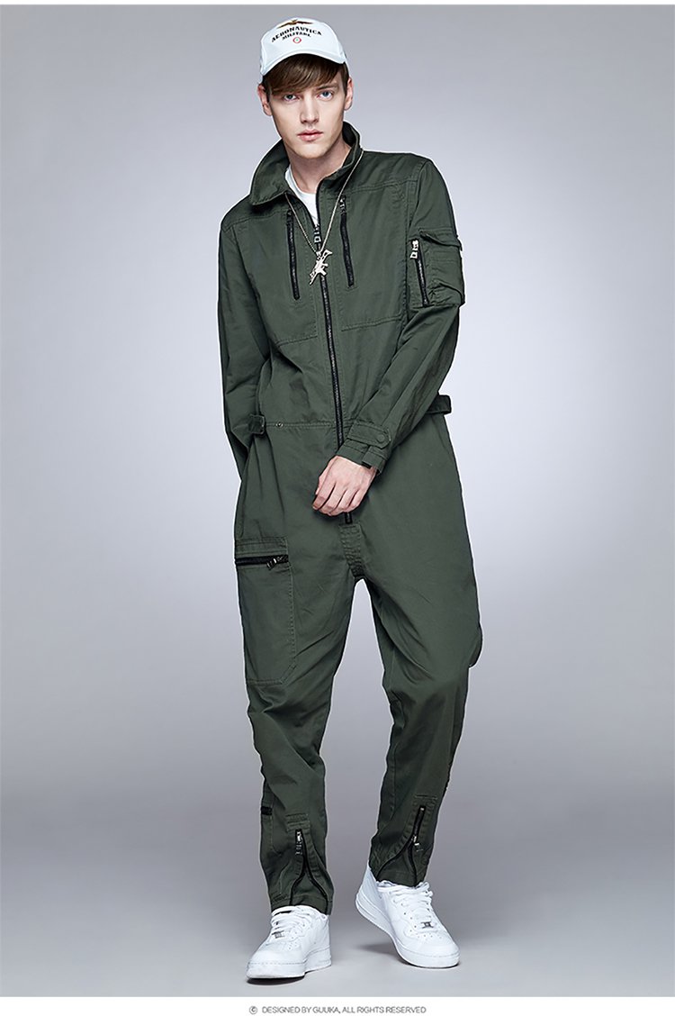 潮牌宽松工装连体裤男 欧美高街潮流嘻哈舞台表演服连体服装