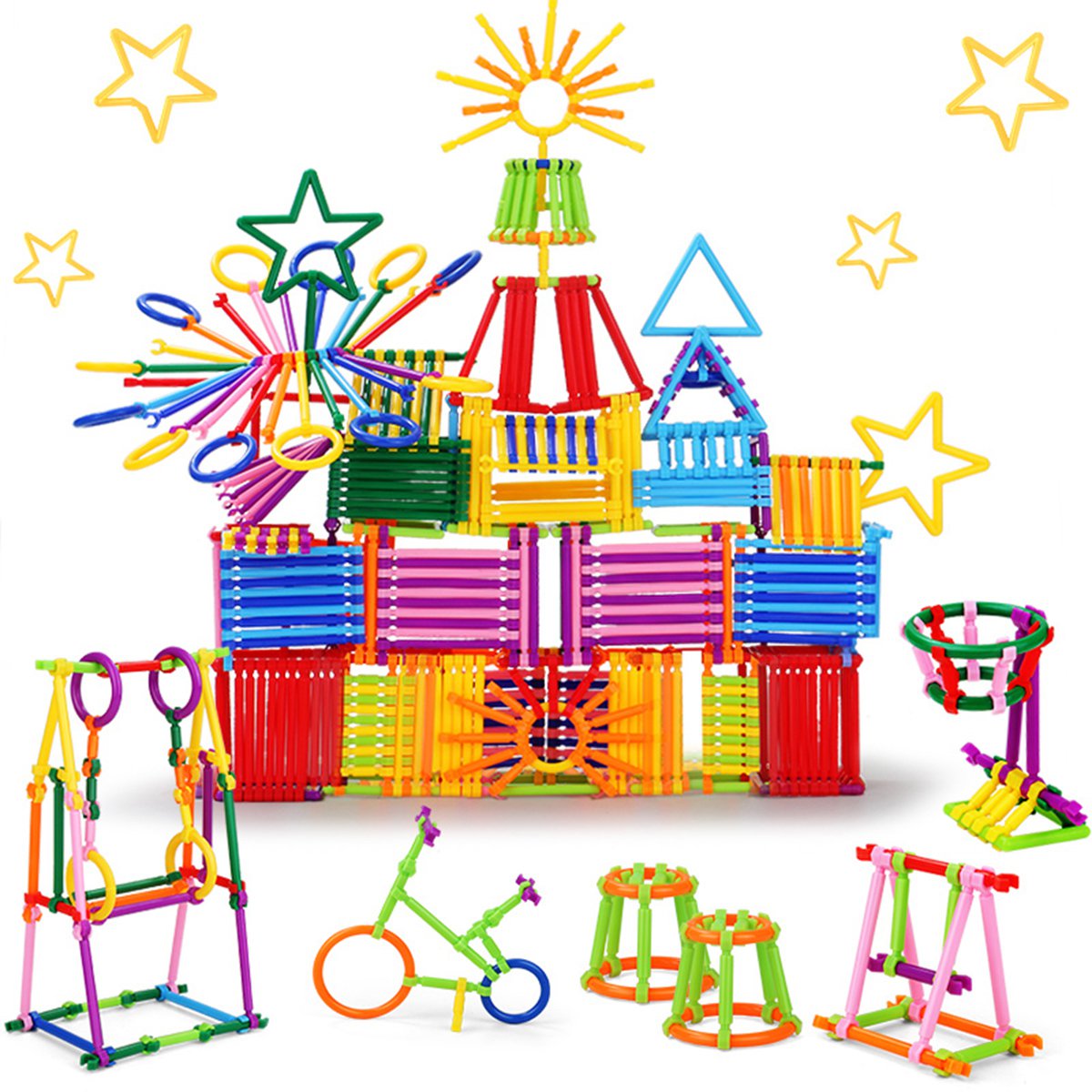 儿童diy魔术棒积木聪明棒拼装玩具(约300个)