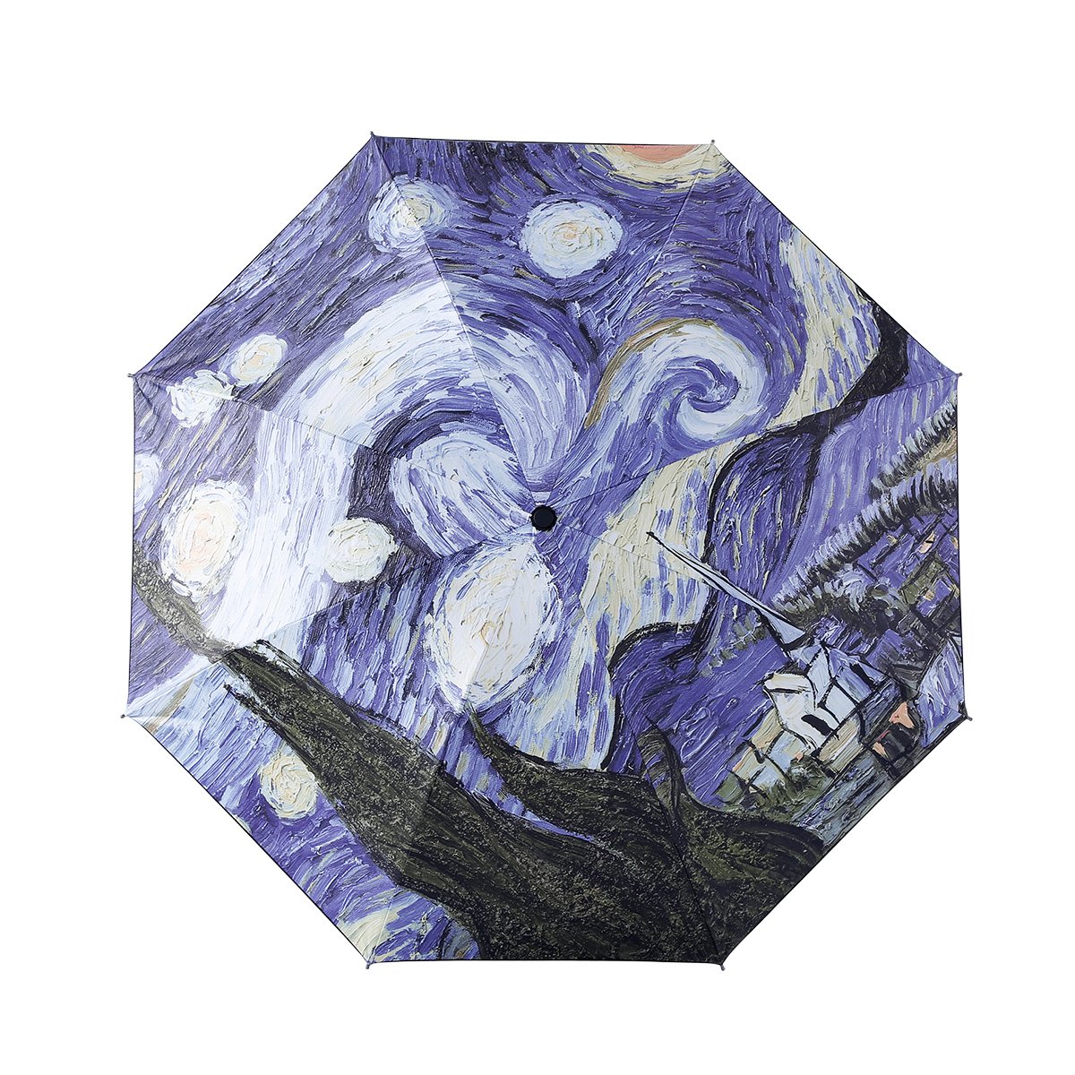 悦语梵高油画 星空图案黑胶防紫外线太阳伞 遮阳伞 晴雨两用伞晴雨伞
