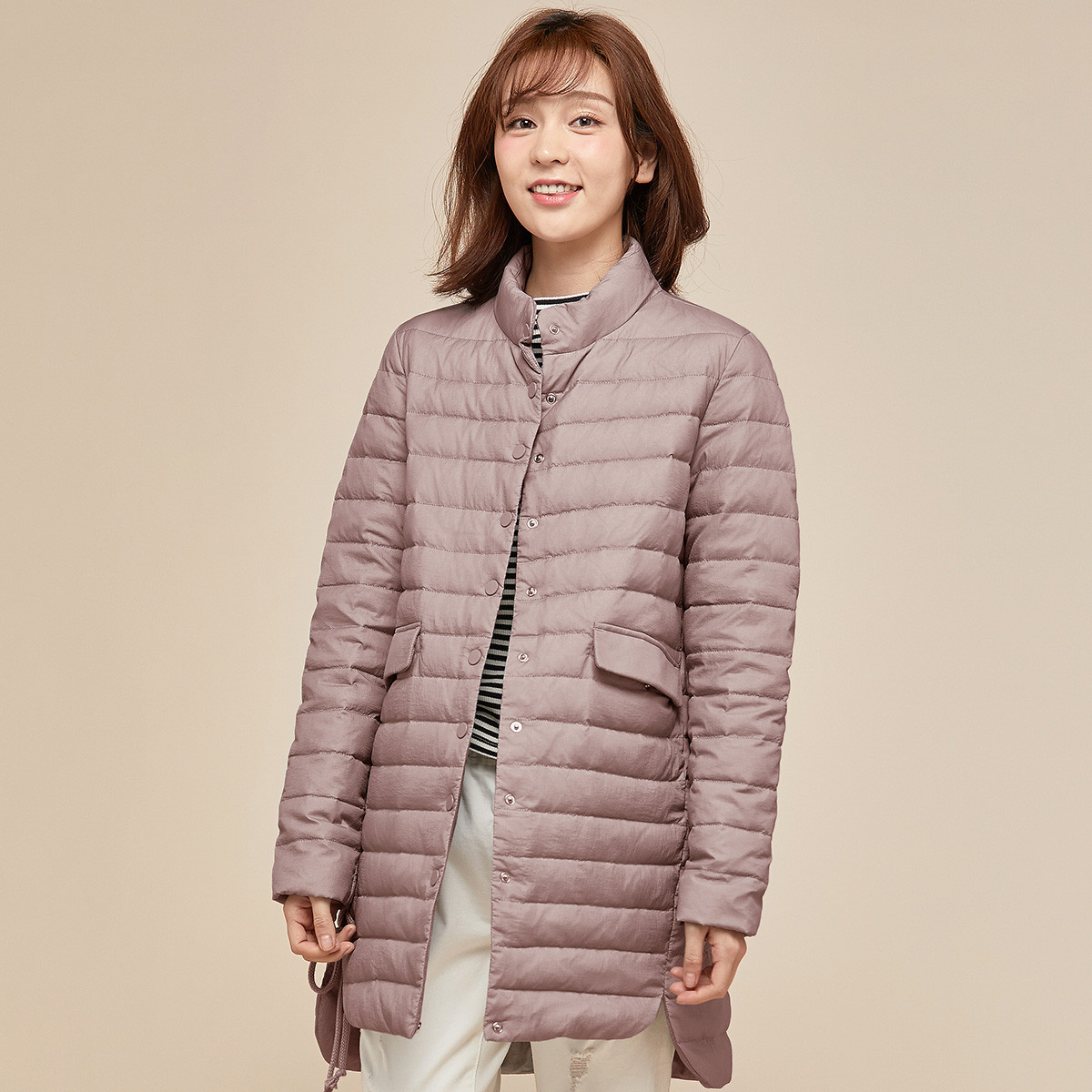 冰洁女式穿绳中长款轻薄羽绒服j70130016-6067_唯品会