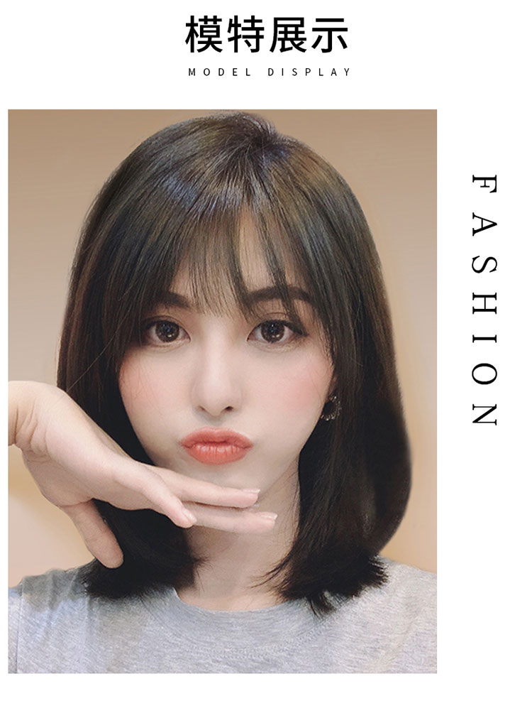 假发女短发夏季全头套式自然锁骨发波波头真人发丝自然仿真假发套