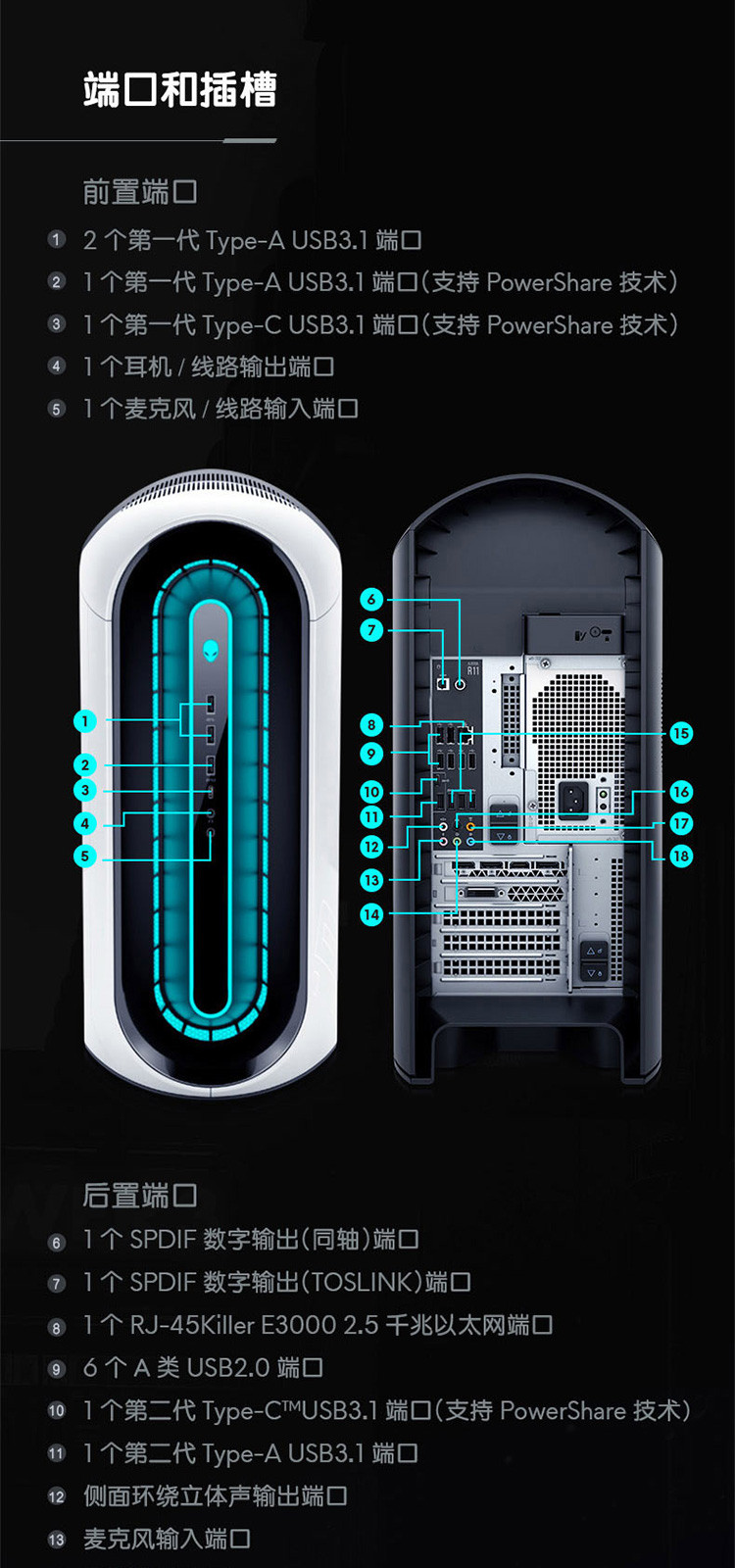 外星人(alienware)r11 水冷电竞游戏台式电脑主机 三年上门