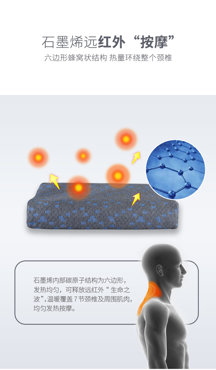 石墨烯乳胶枕头护颈椎防螨枕芯单双人家用枕头
