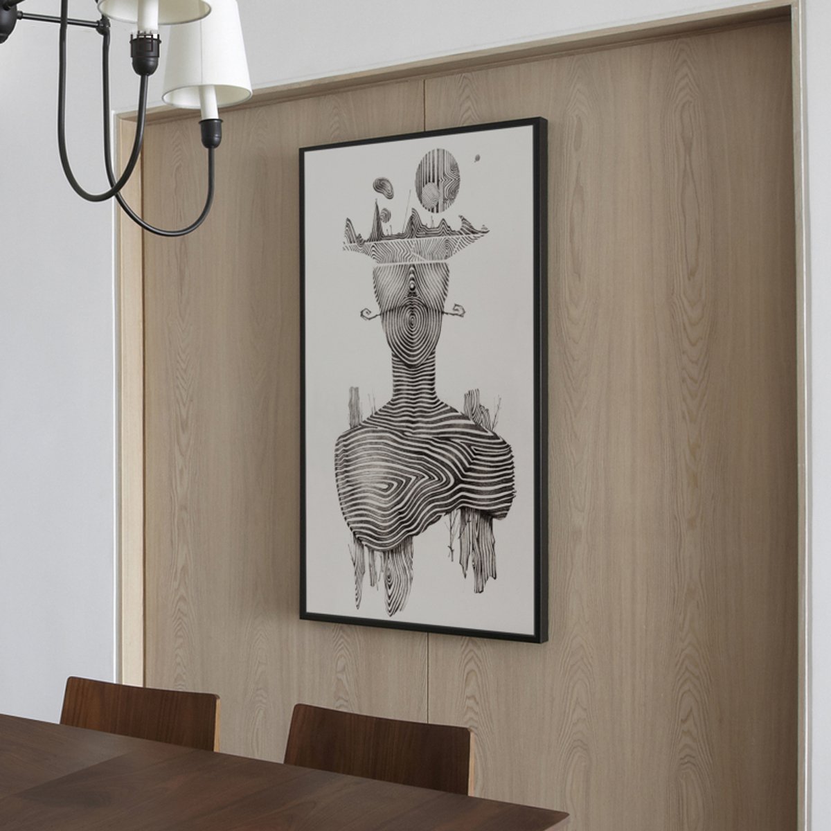 超现实主义装饰画手绘抽象艺术人物黑白挂画现代客厅壁画