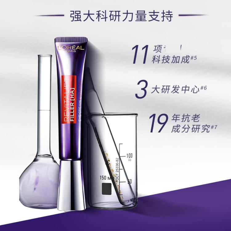 欧莱雅紫熨斗玻尿酸全脸淡纹眼霜30ml提拉紧致淡纹 口碑爆款