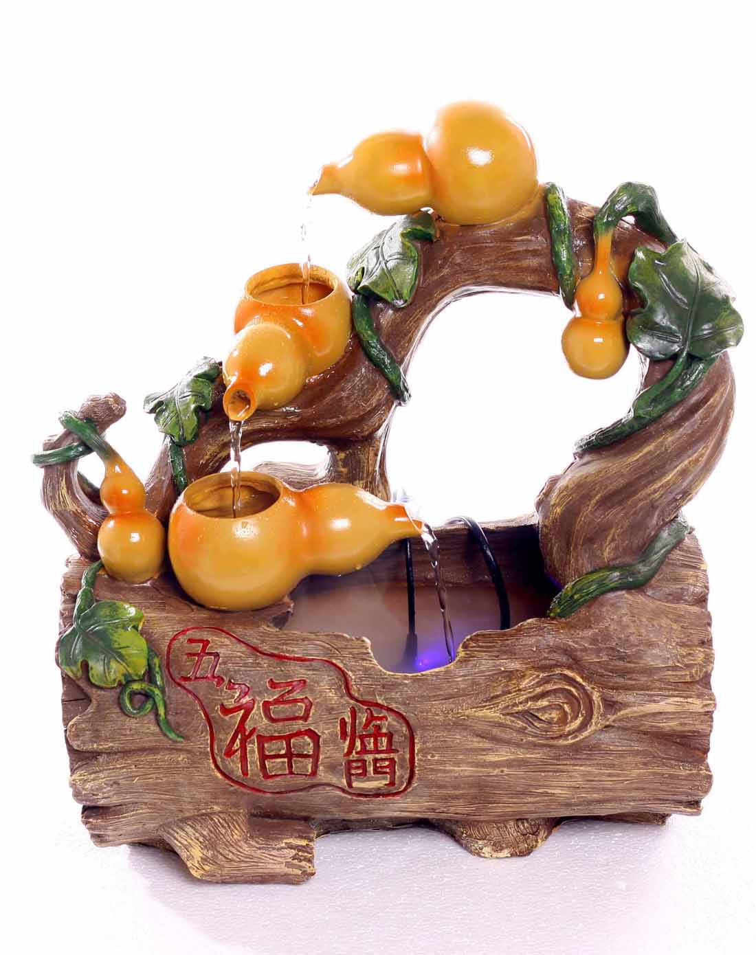 五福临门葫芦乔迁送人流水工艺品