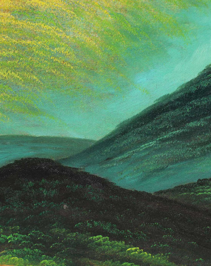 纯手绘高端油画 大卫巨人山 背有靠山
