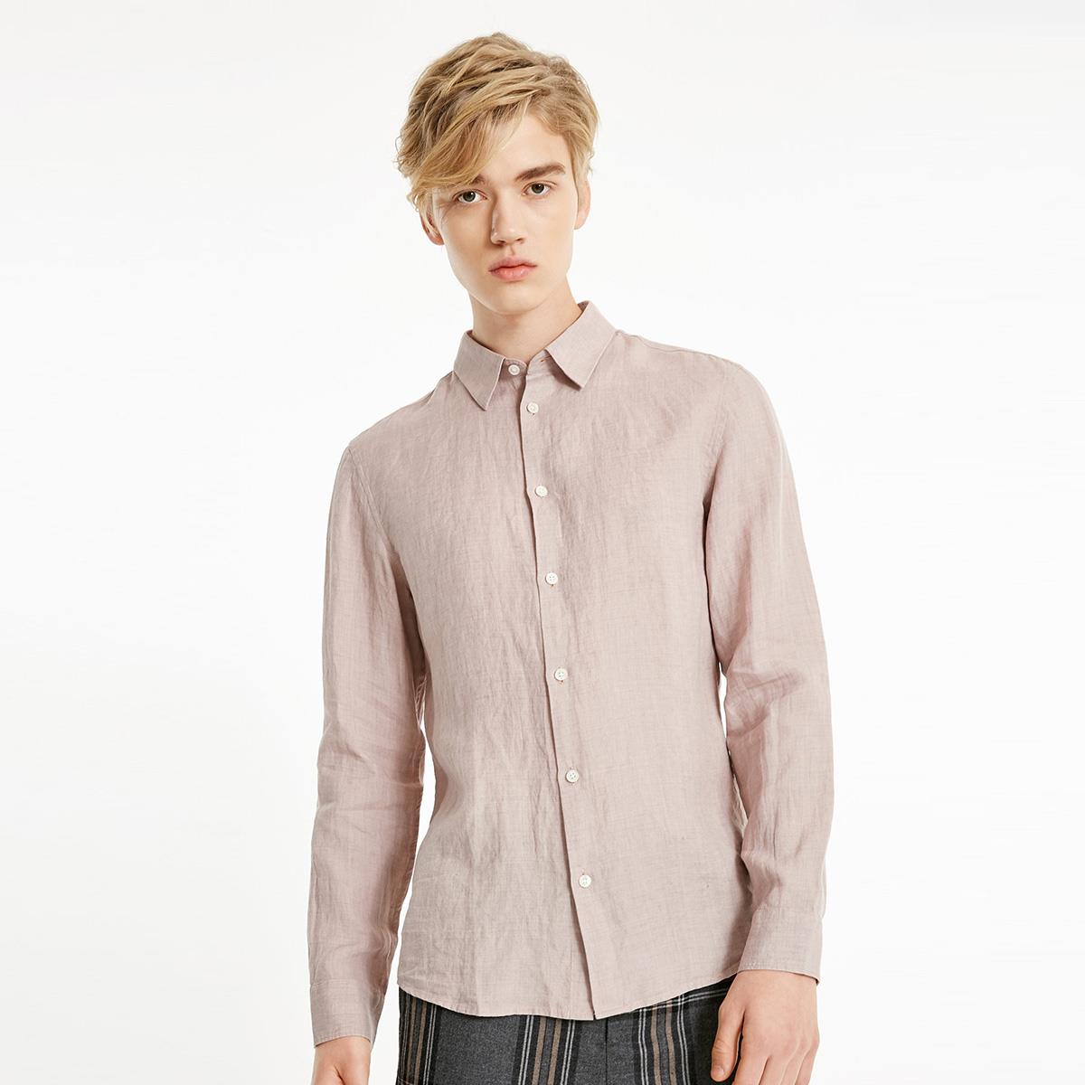 杰克琼斯 男士纯亚麻纯色长袖衬衫219105522 两色82元(需领券)_唯品会