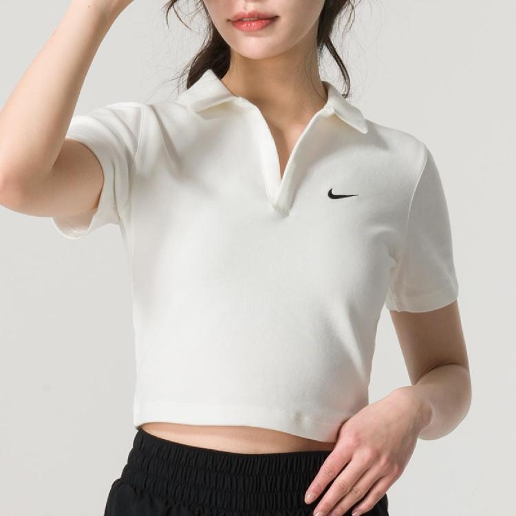Nike 2024夏季时尚短袖女装上衣运动休闲舒适女式polo衫 In White