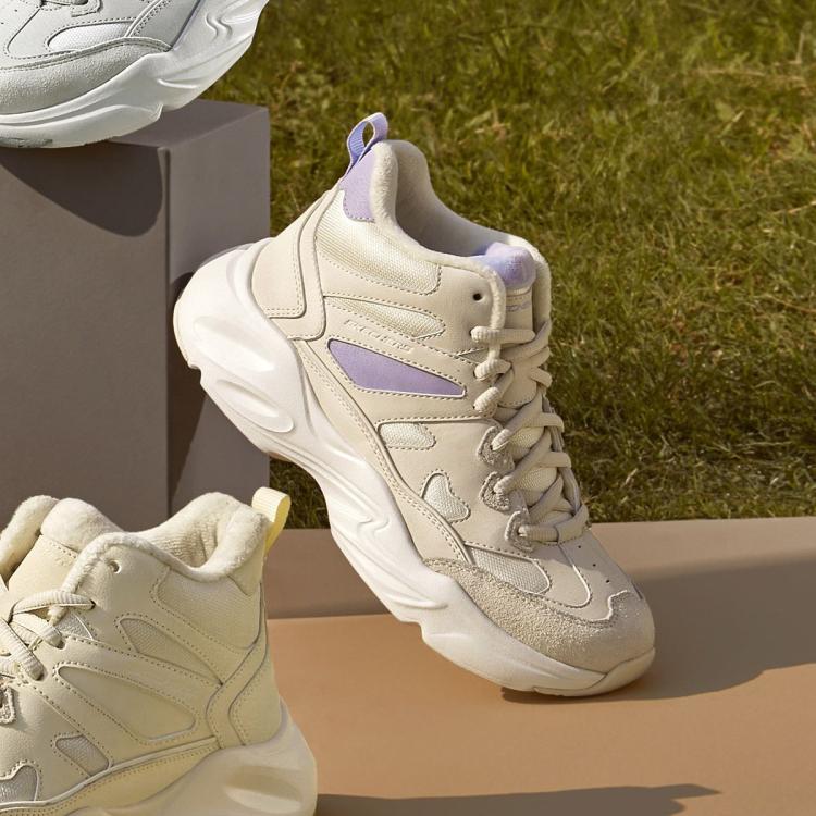 斯凯奇 【D'LITES爆款老爹鞋】女鞋加绒中帮休闲运动鞋工装靴冬