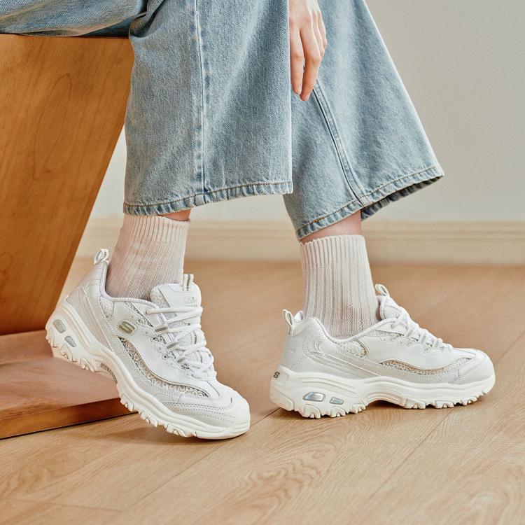 斯凯奇 【蕾丝拼接】女鞋子老爹鞋女运动鞋女休闲鞋女小白鞋女春夏季