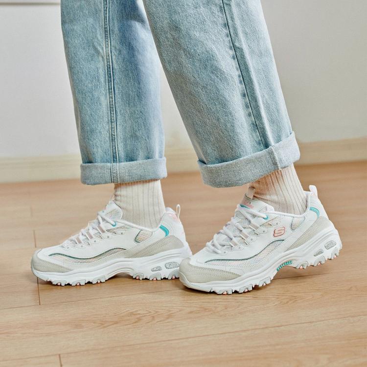 斯凯奇 【甜美拼接】女鞋轻质老爹鞋休闲鞋休闲运动鞋小白鞋女增高春夏季