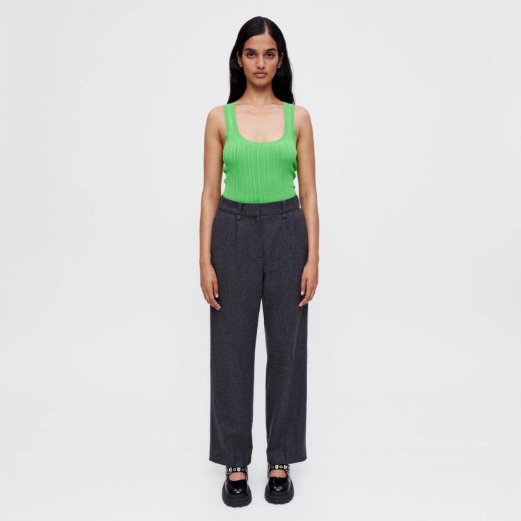 MAJE MAJE 冬季女装经典版型休闲长裤复古高级灰休闲通勤直筒裤高知风西裤