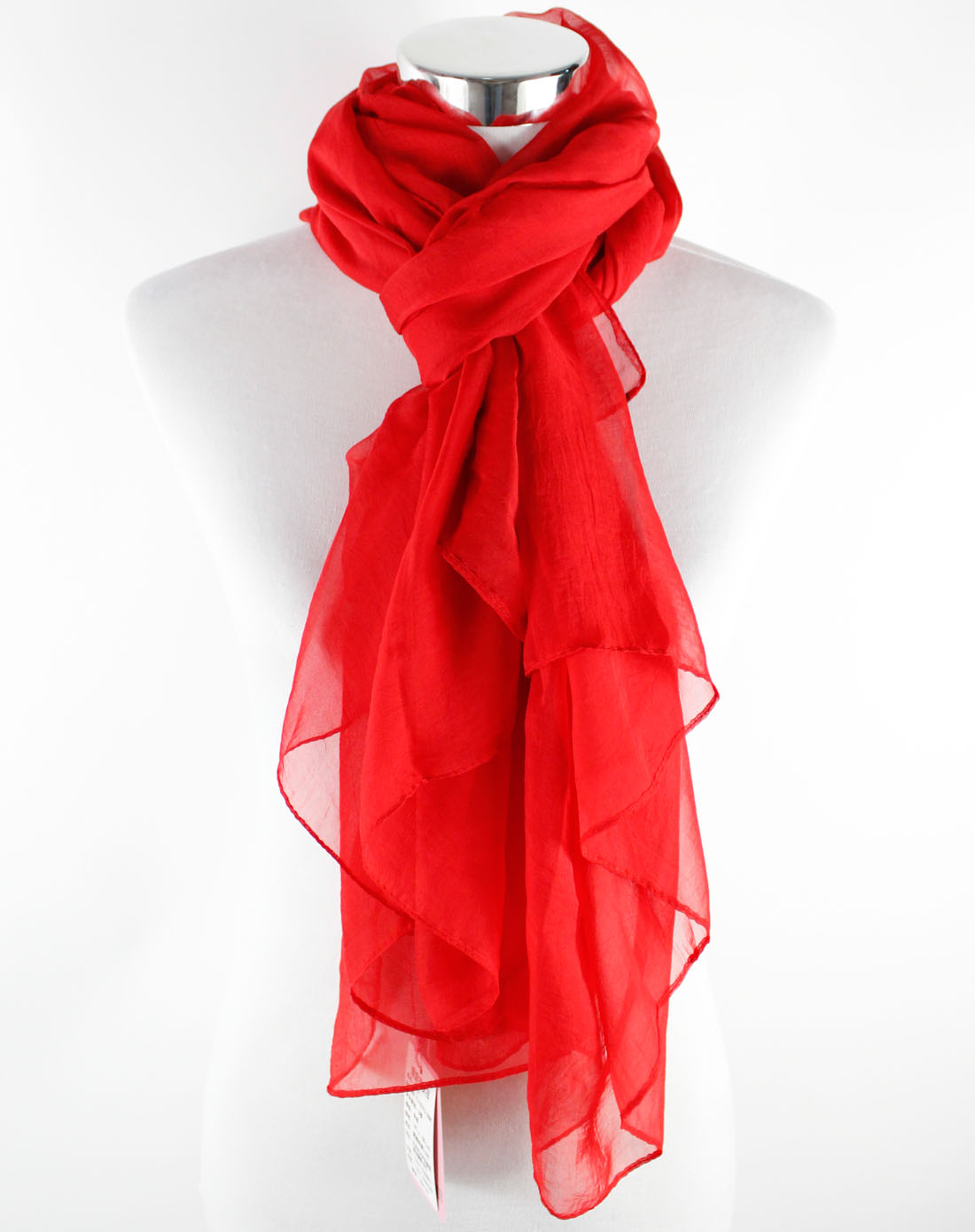 红色聚酯纤维仿丝围巾