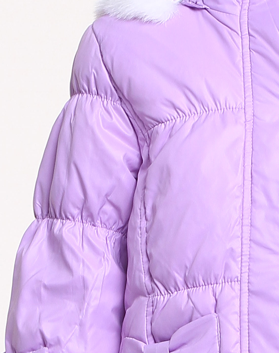 女童粉紫色连帽印花长袖羽绒外套