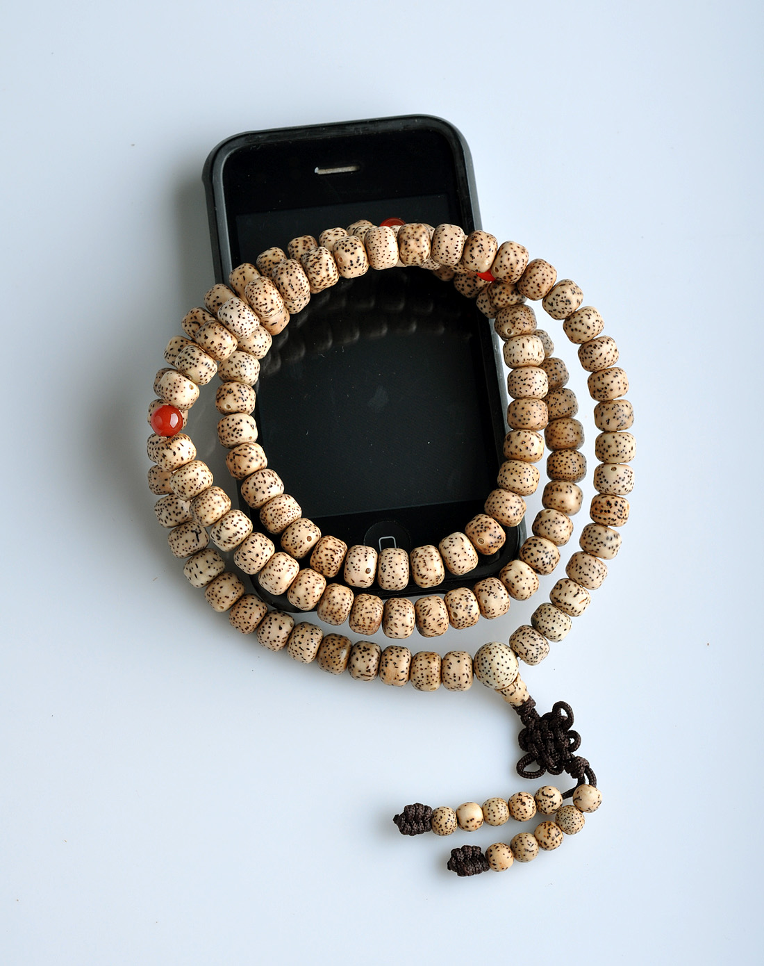 男款白色藏式星月菩提筒珠佛珠手链