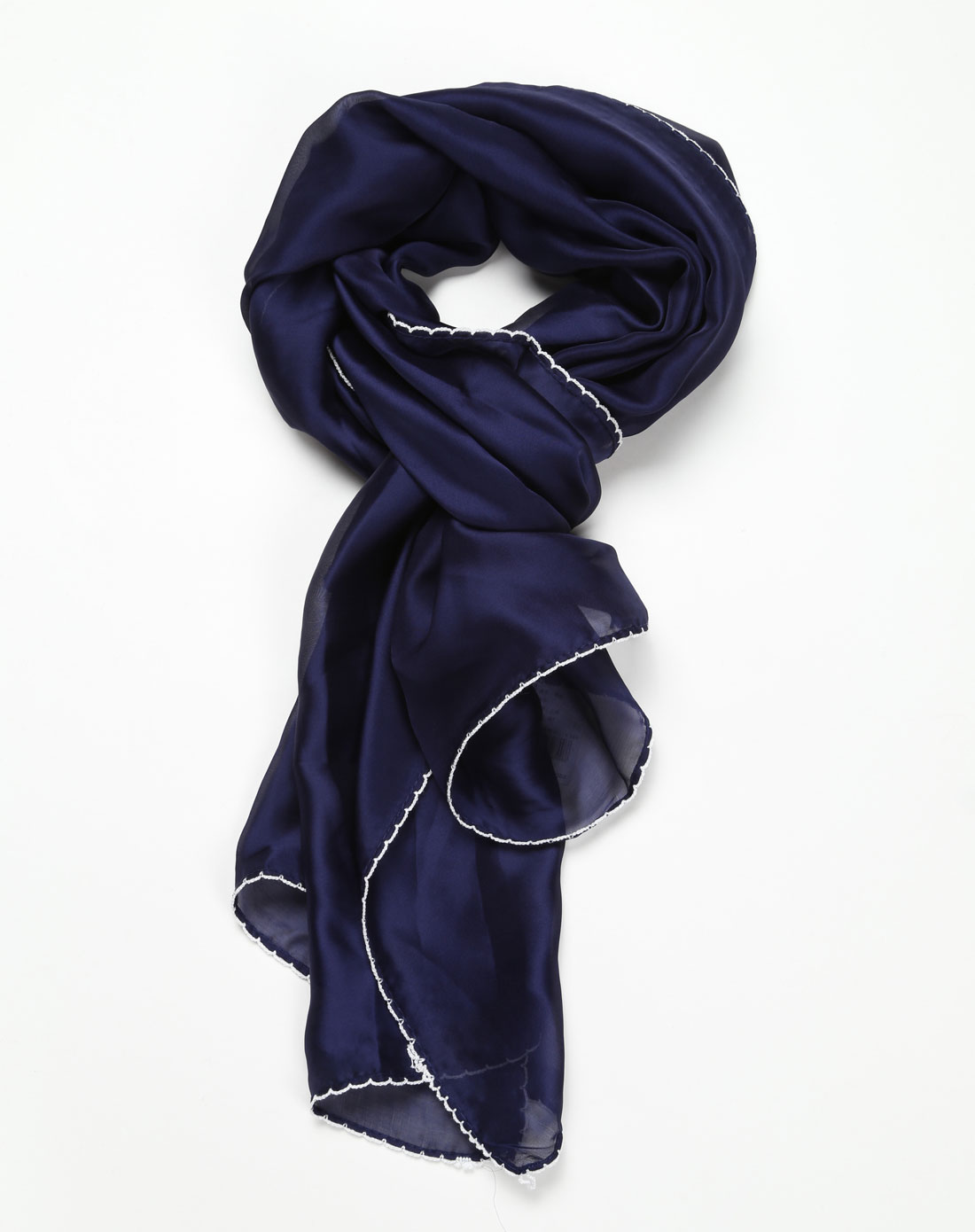 深蓝紫色撞色边丝巾