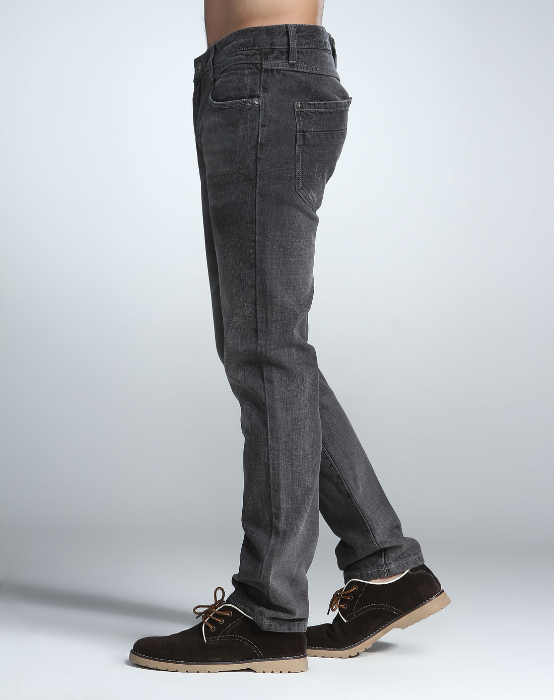灰黑色时尚简约牛仔长裤