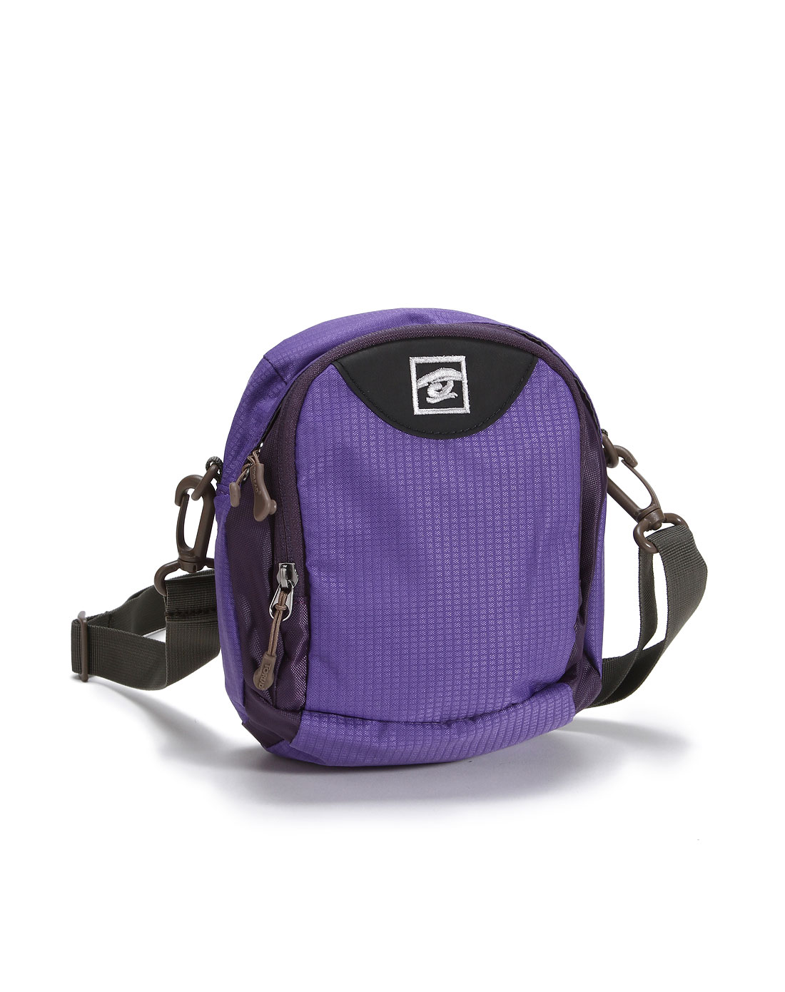 中性户外旅行紫色拼接小挎包