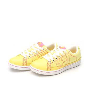 acupuncture黄色猪皮面/毛巾布面绑带休闲女鞋