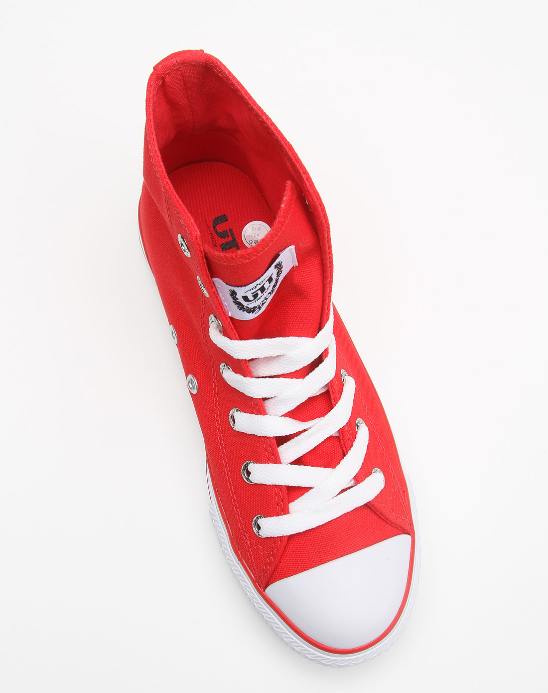 utt 中性纯红色时尚意大利logo高帮休闲鞋