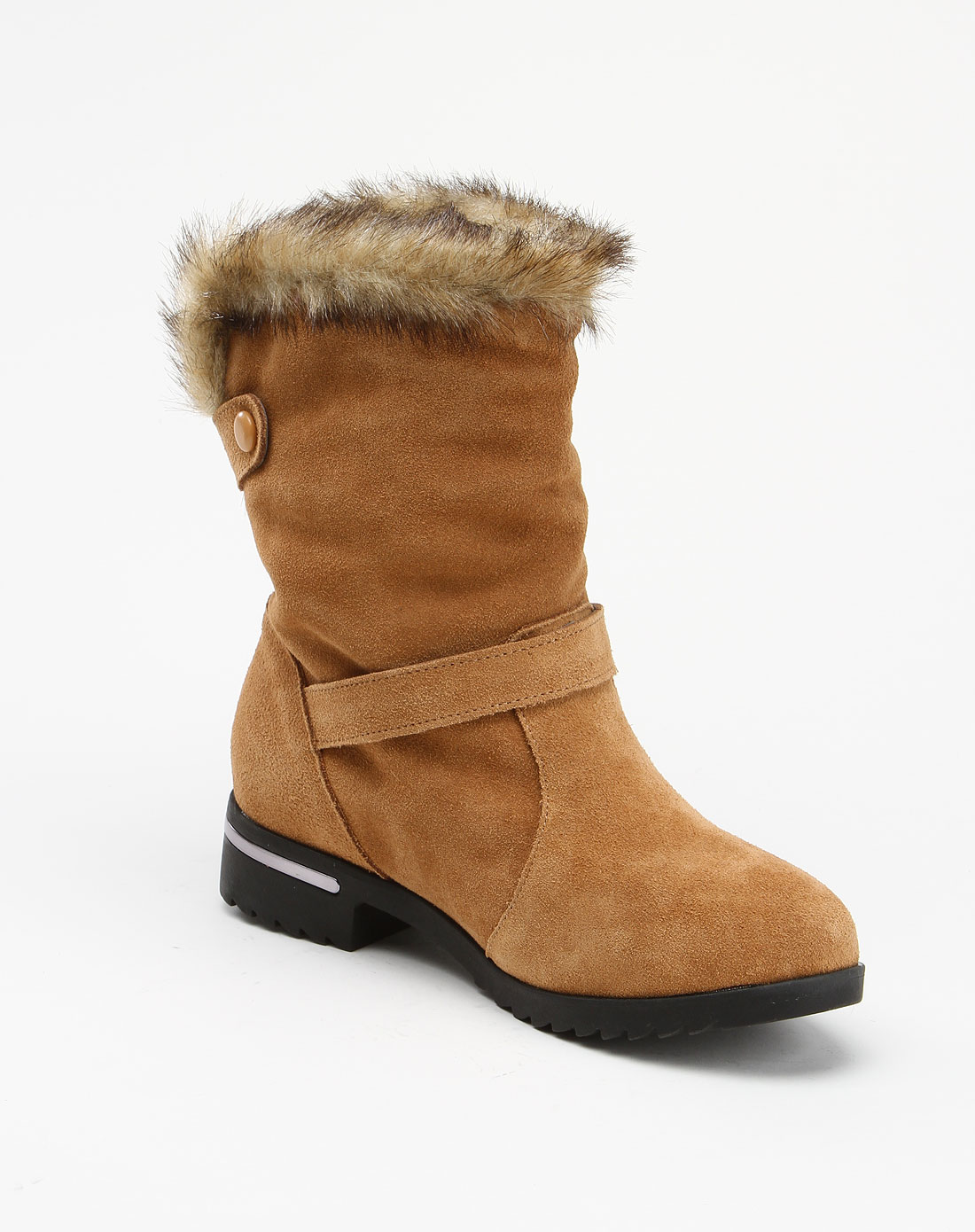 浪漫冬日杏棕色毛毛短靴