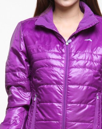 女款黛紫色跑步系列时尚保暖开衫长袖棉服