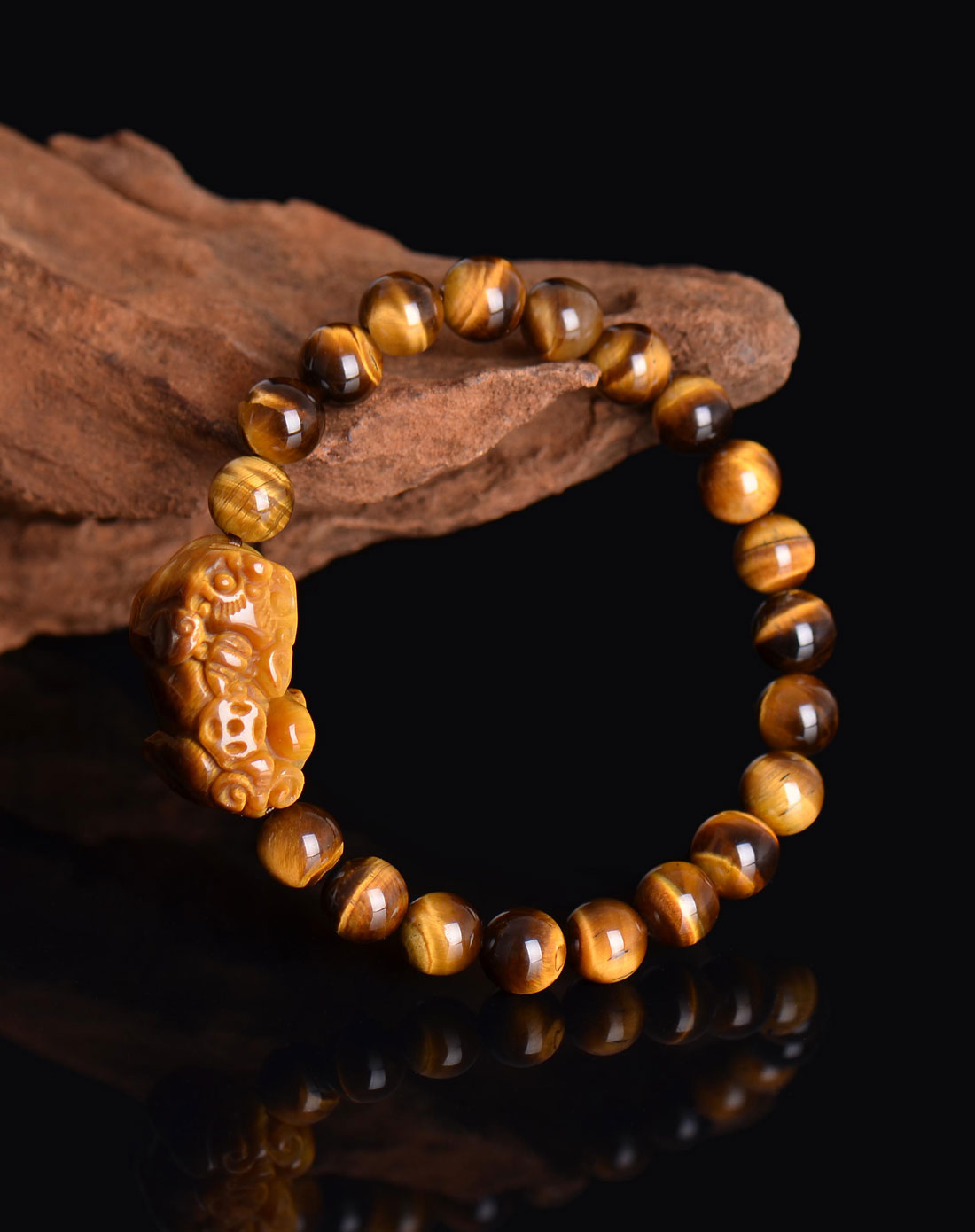 中性棕色虎眼石貔貅手链(附证书)