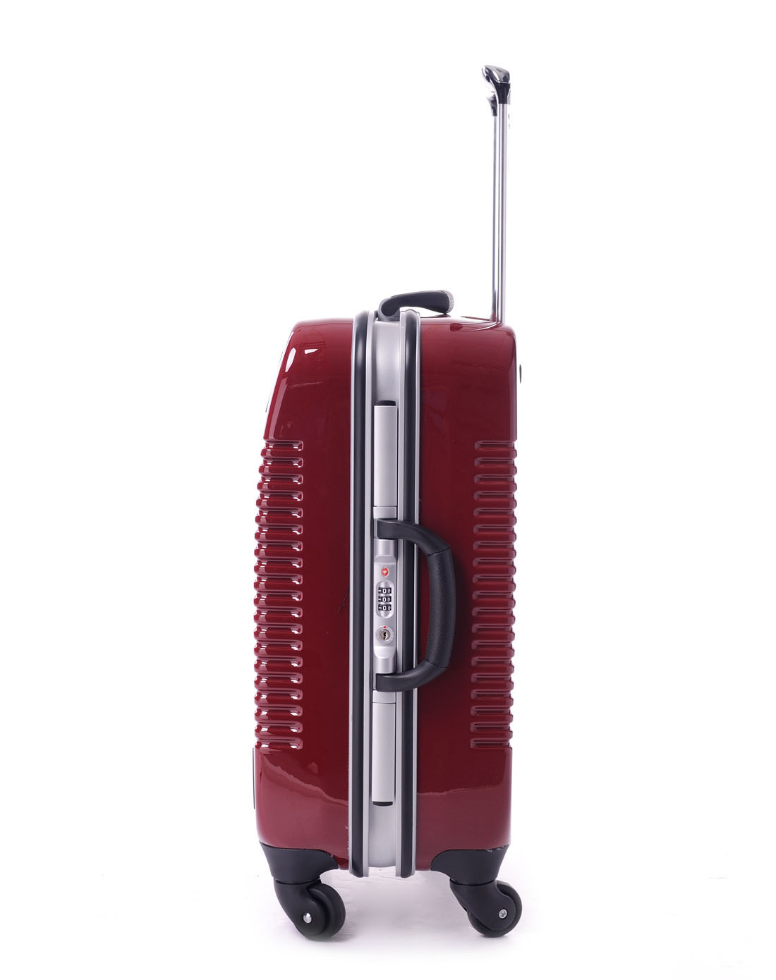 女款24寸酒红色pc高端镜面拉杆箱