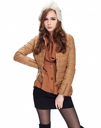 海贝ihappy女装专场 > 摩卡色百搭时尚两件套长袖羽绒服