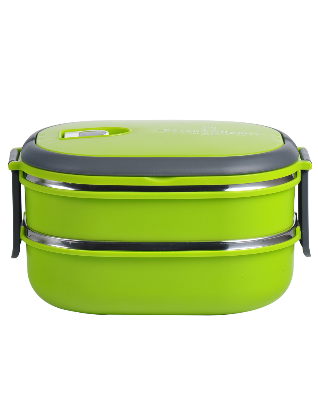 绿色方形双层保温饭盒