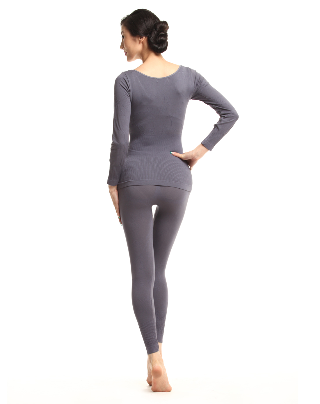 女士铁灰色圆领纤体塑身内衣两件套