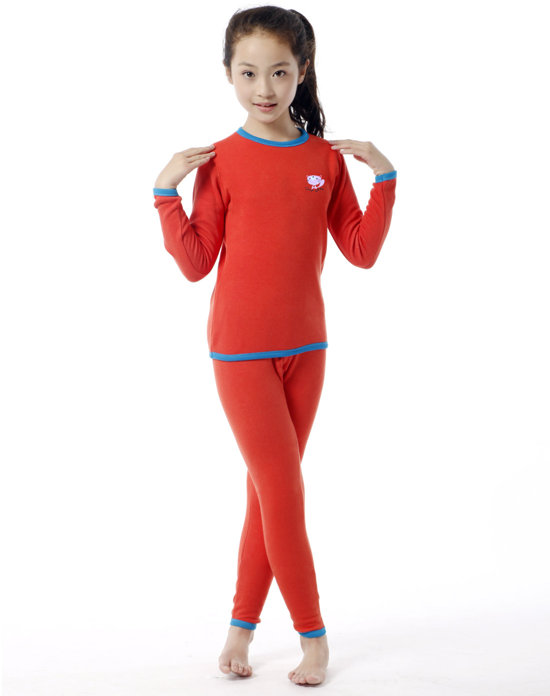 红豆hodo男女内衣女童桔黄金钻羔绒型女童套装hdw1304jh_唯品会