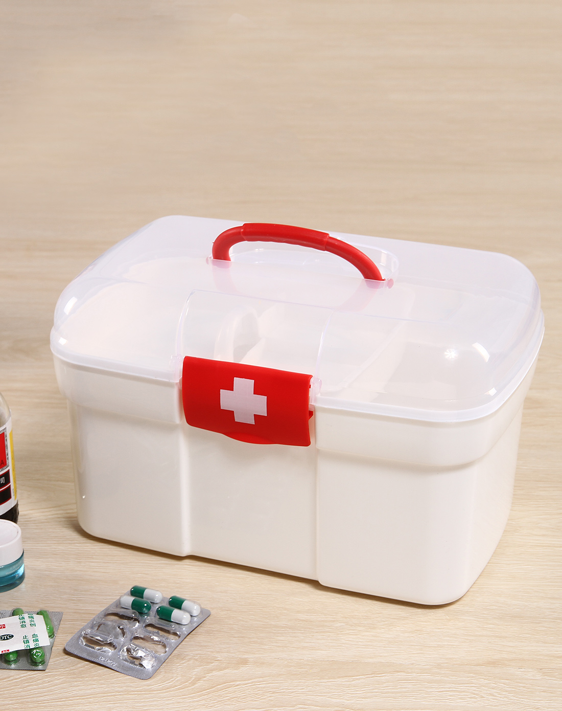 .h&3家居用品专场红色便携式药箱中号6920131020910_唯品会