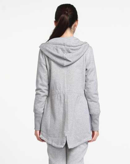 彪马puma 女款麻灰色连帽拉链长袖卫衣