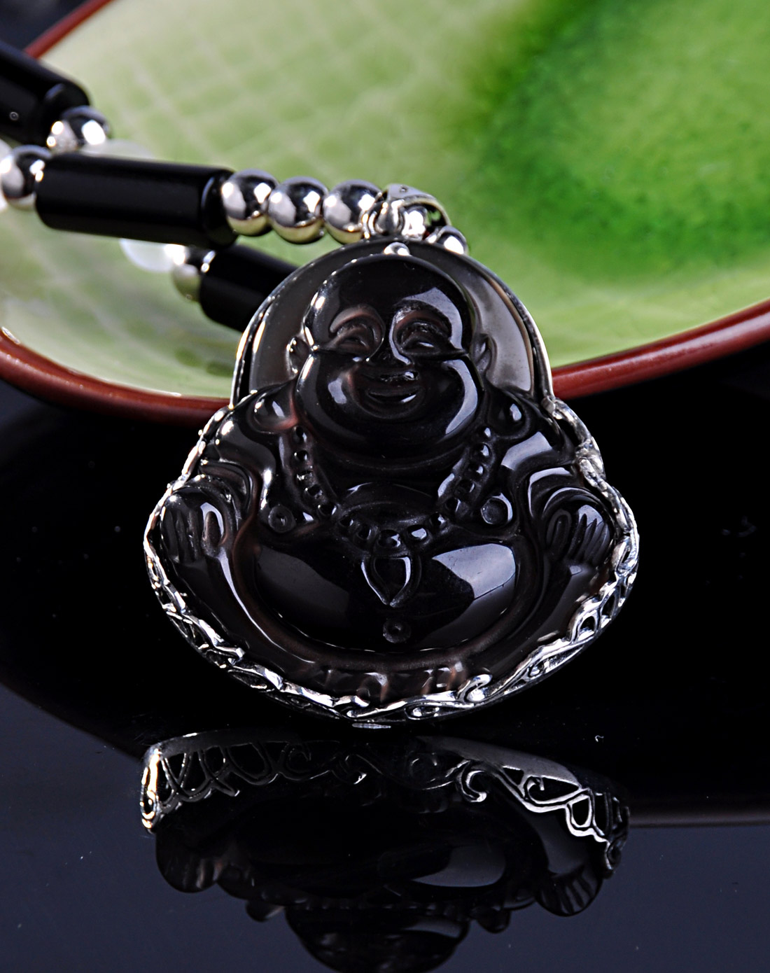 招运佛公黑曜石长链(带证书)