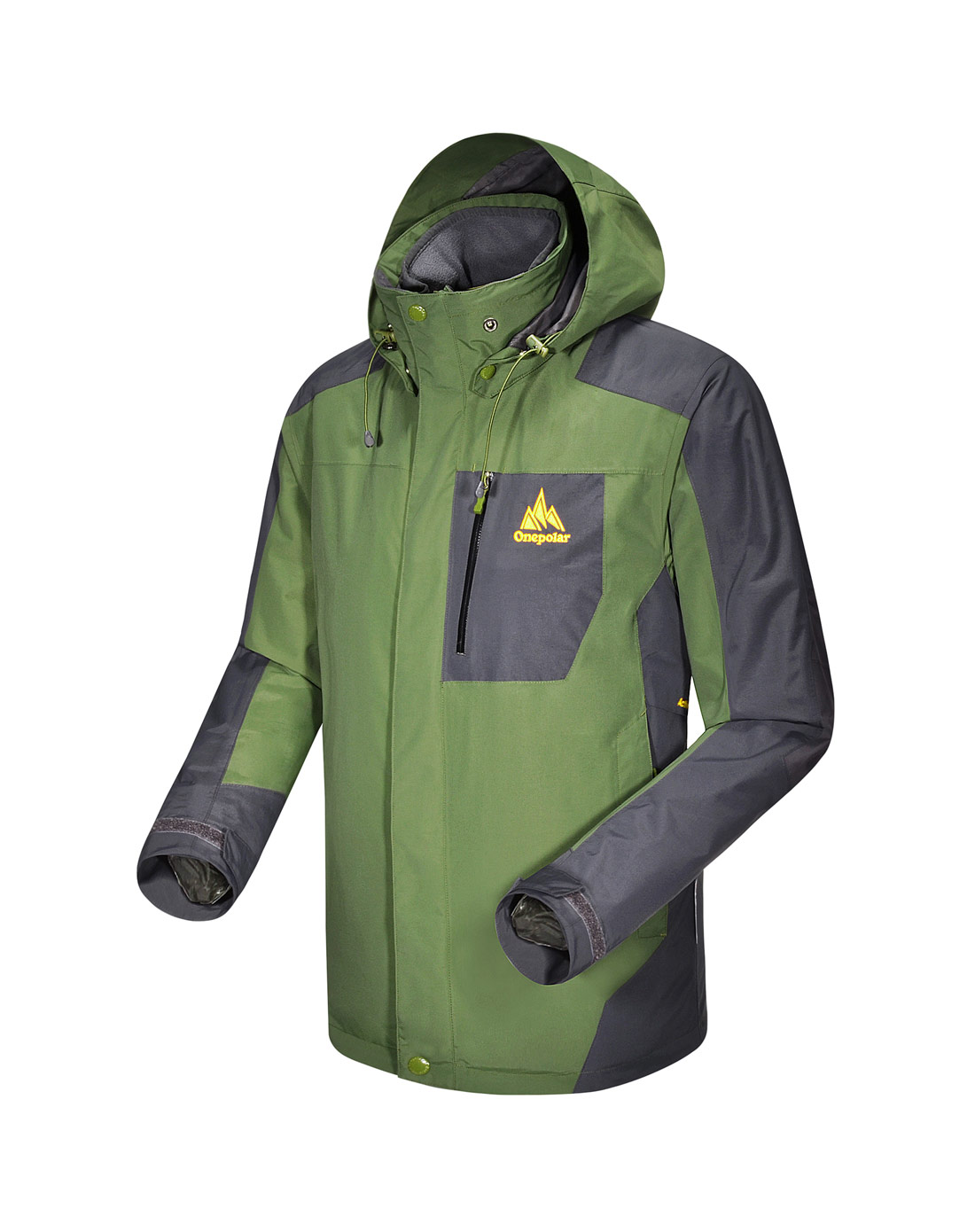 极地男款军绿冲锋衣