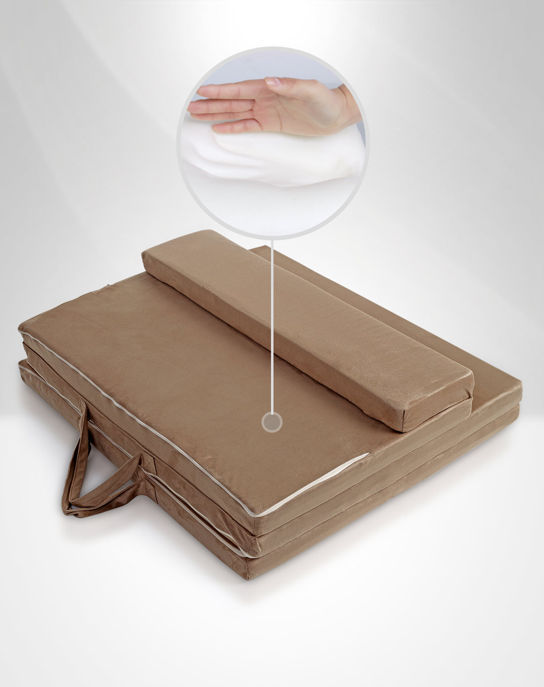 便携式慢回弹折叠床垫 米黄色