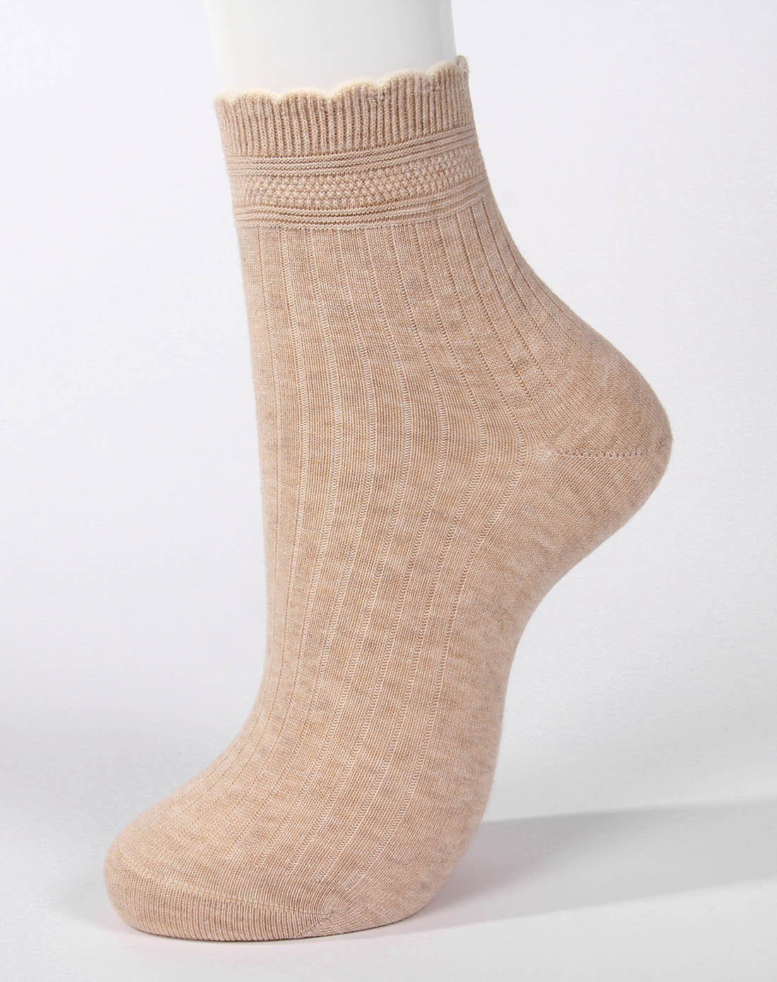 寓美yourmy袜子专场女款米色莫代尔棉素雅休闲女袜(2双装)8129001