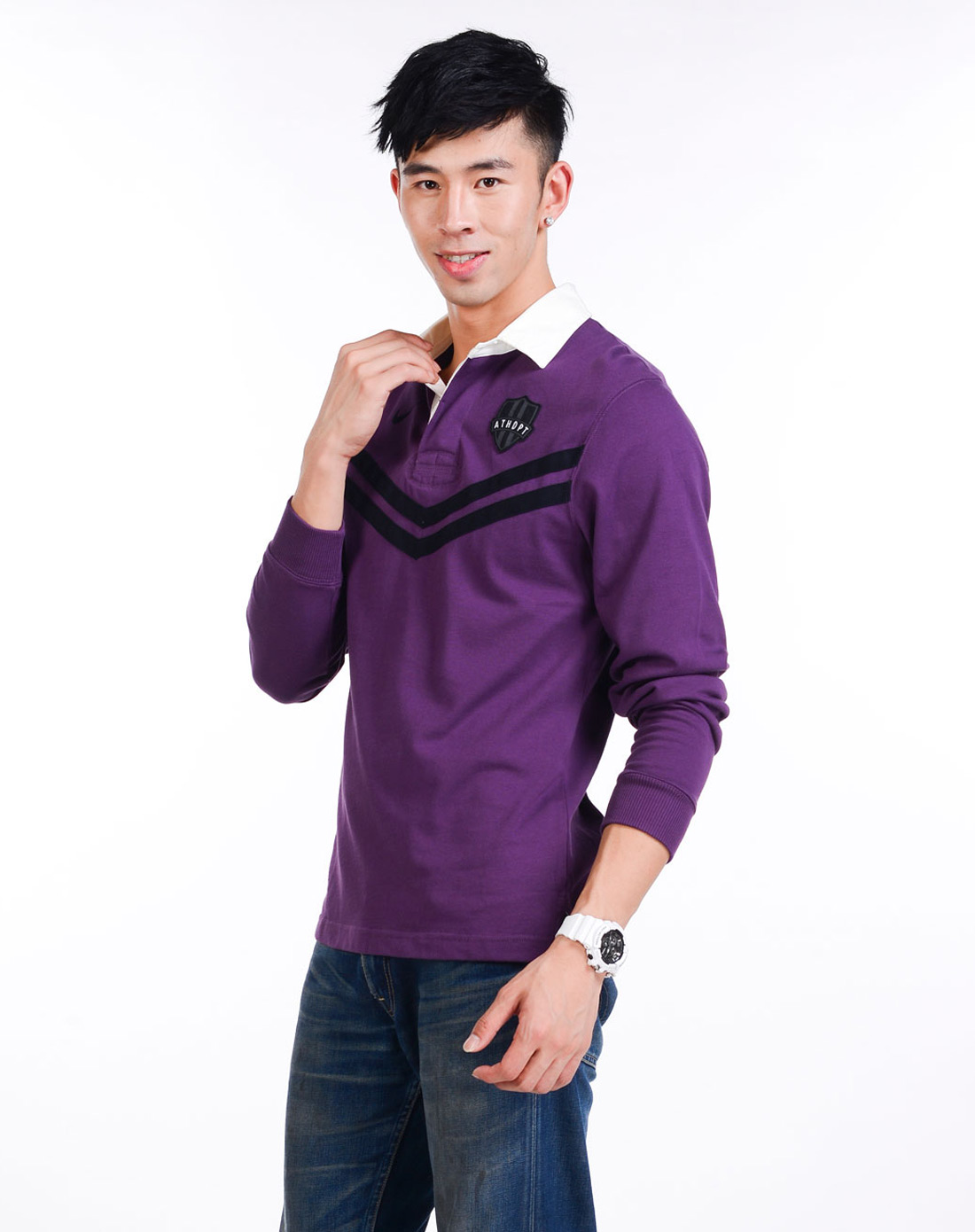 耐克nike男子紫色长袖polo衫455249-685_唯品会