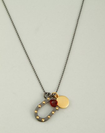 橘滋juicy couture 中性灰黑/金色u形字母时尚项链