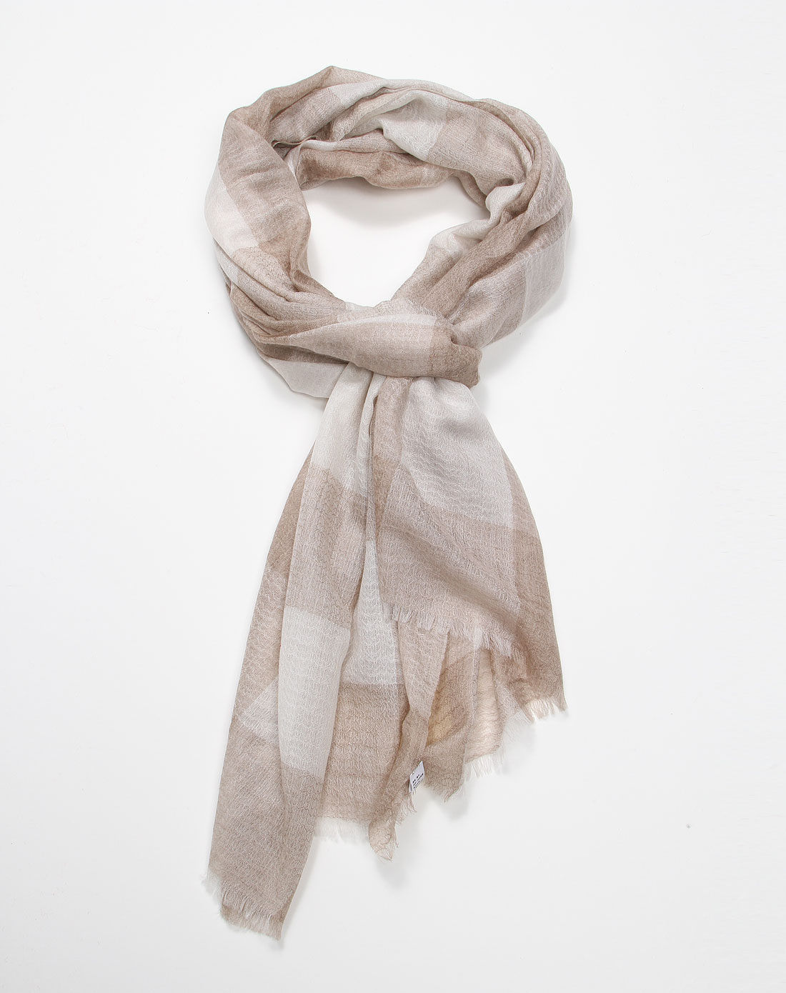 女款时尚休闲灰卡其色拼米白围巾