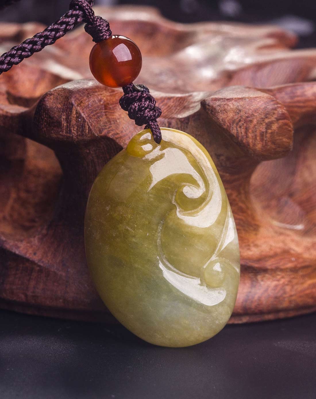 糯种黄翡如意吊坠极品天然翡翠a货(附国检证书)