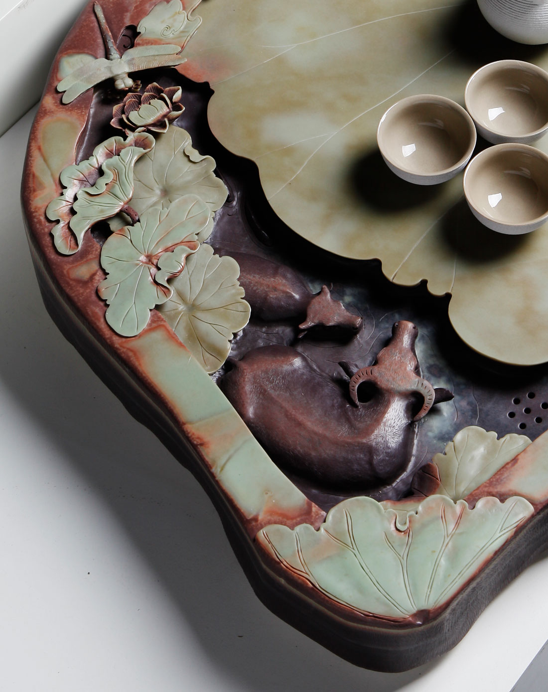 尚客双牛戏水紫袍玉茶盘