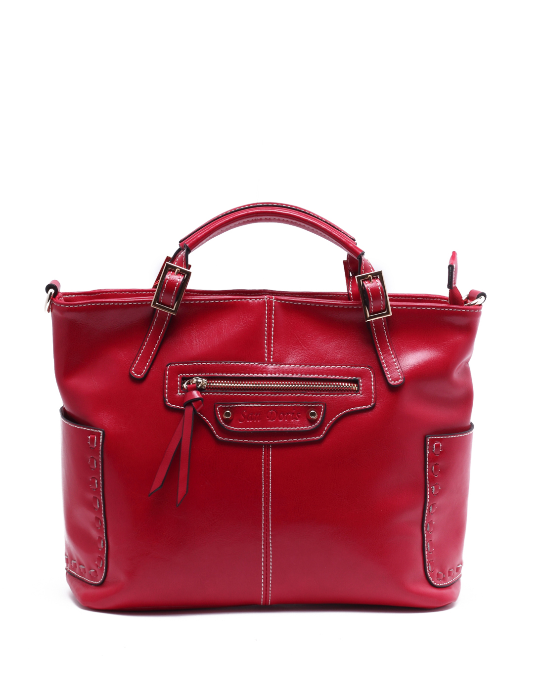 女款红色潮流时尚牛皮包